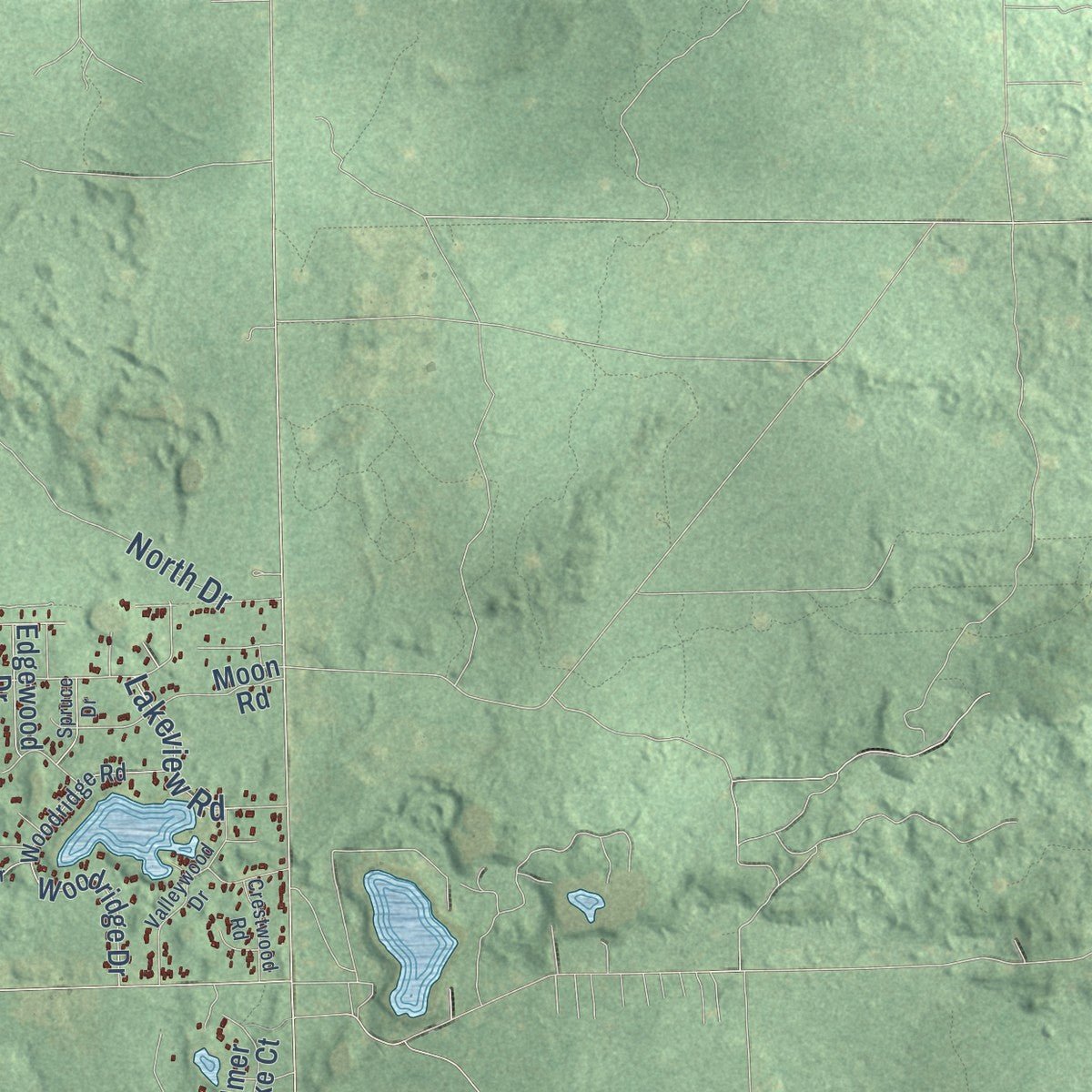 Second close-up of the map of Greenwood, Oscoda County, Michigan print showing more streets and buildings