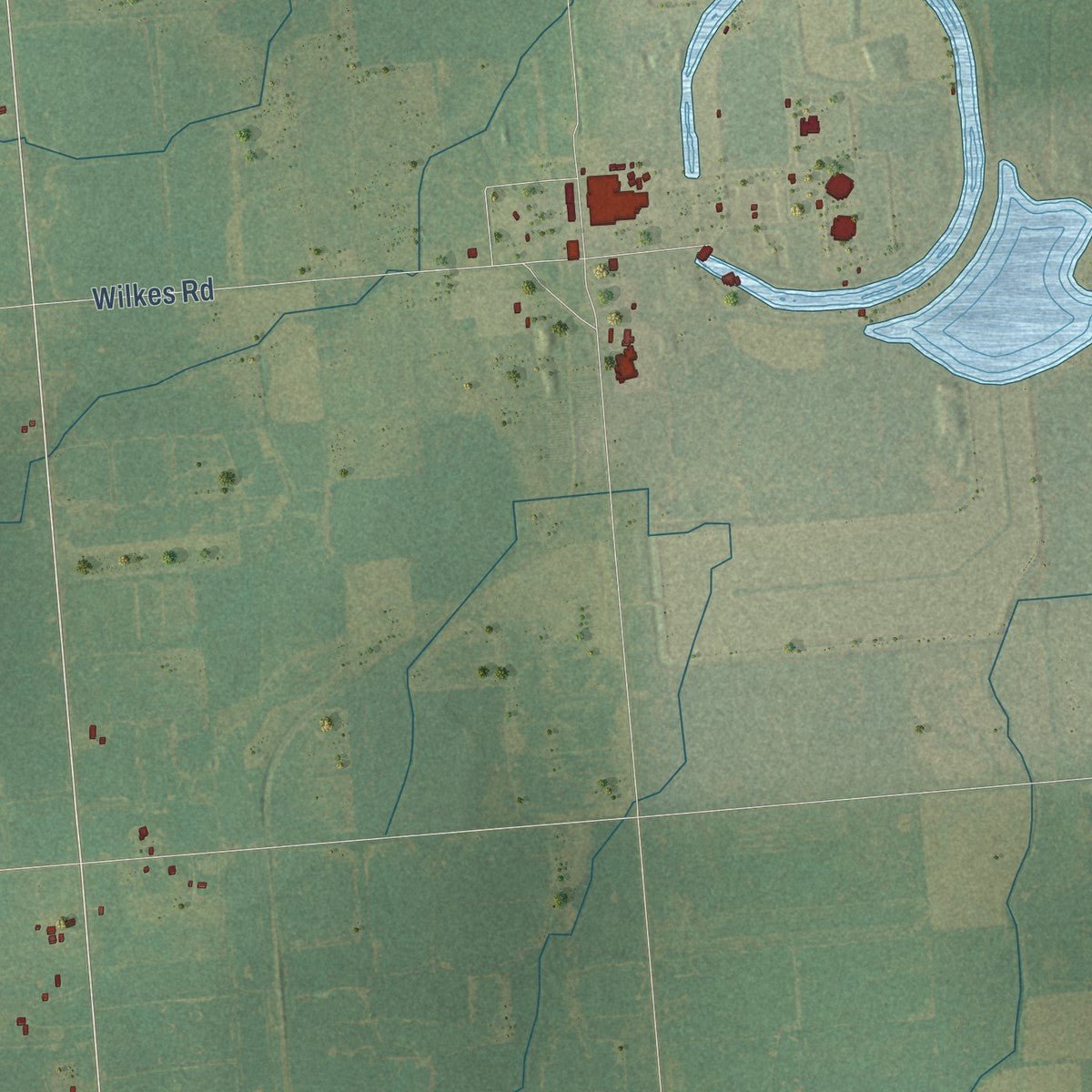 Second close-up of the map of Greenwood, St. Clair County, Michigan print showing more streets and buildings