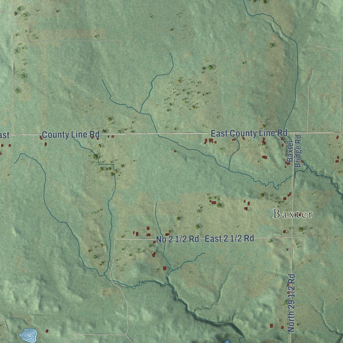 Second close-up of the map of Greenwood, Wexford County, Michigan print showing more streets and buildings