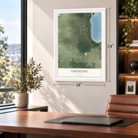 Grenelefe, Florida map, 18 x 24 inch print in a white frame in a home office