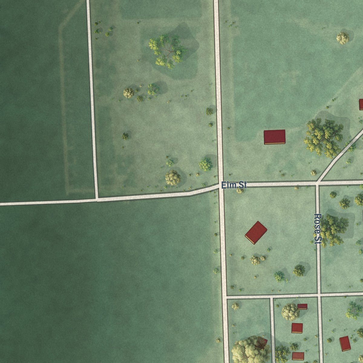 Second close-up of the map of Gresham, Nebraska print showing more streets and buildings