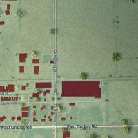 Second close-up of the map of Gridley, Illinois print showing more streets and buildings