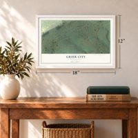 Grier City, Pennsylvania map, 12 x 18 inch print in a white frame in an entryway
