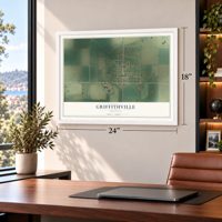 Griffithville, Arkansas map, 18 x 24 inch print in a white frame in a home office