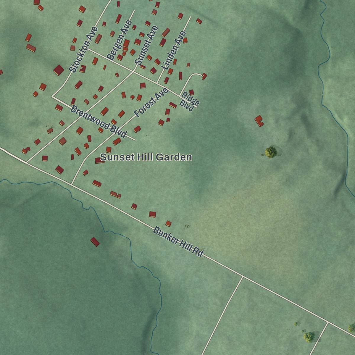 Second close-up of the map of Griggstown, New Jersey print showing more streets and buildings