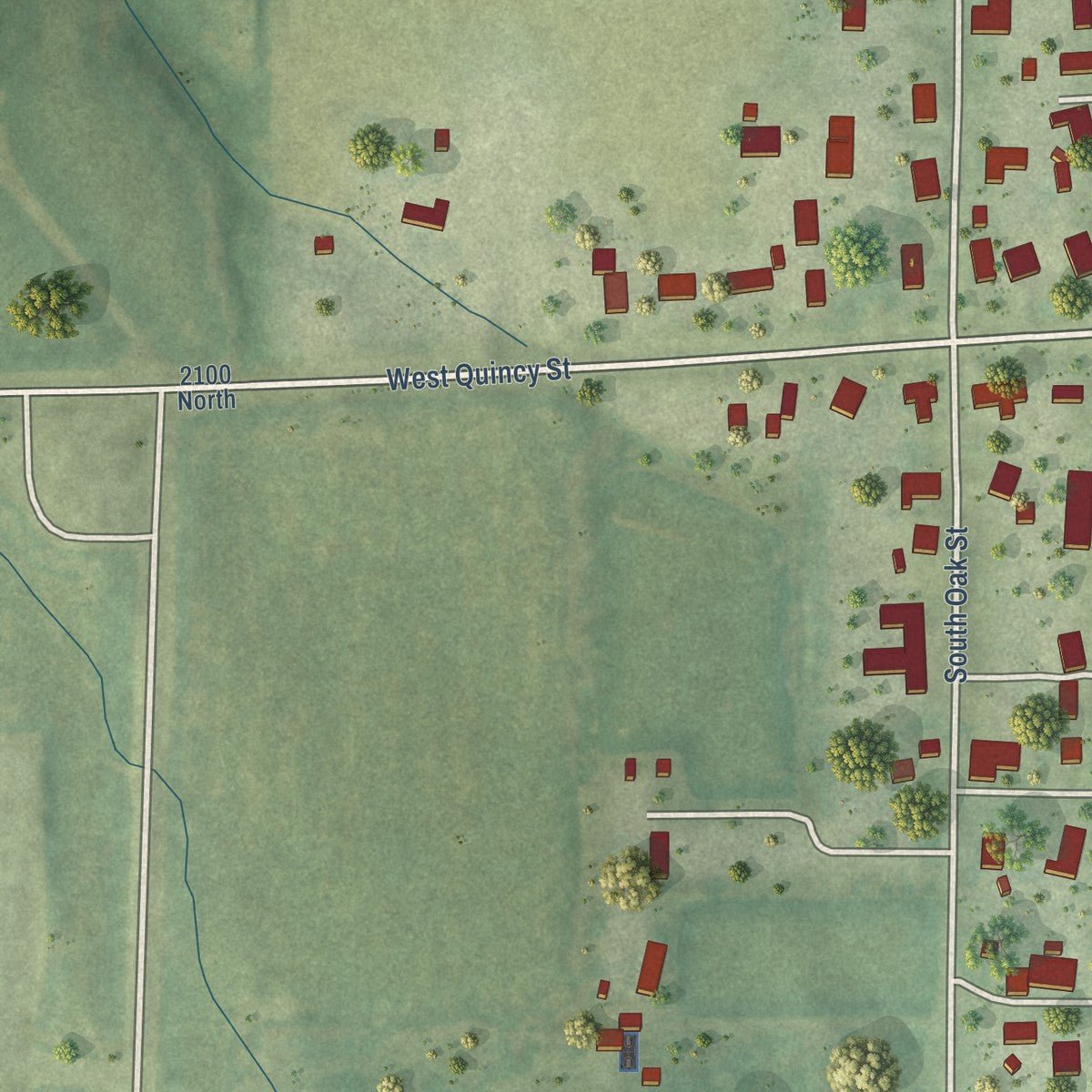 Second close-up of the map of Griggsville, Illinois print showing more streets and buildings