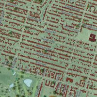 Second close-up of the map of Grosse Pointe Woods, Michigan print showing more streets and buildings