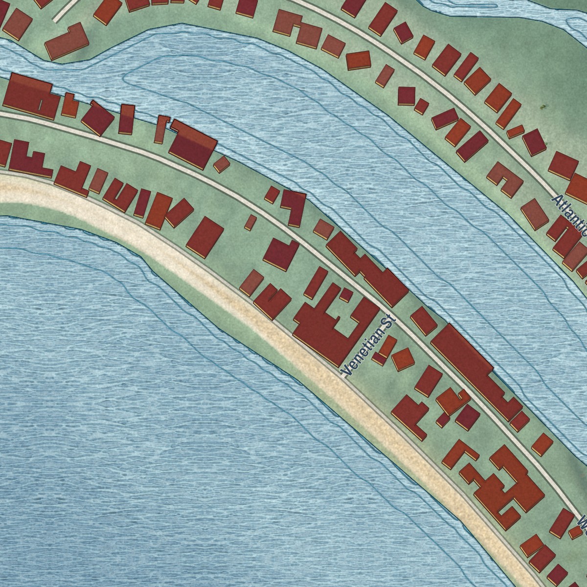 Second close-up of the map of Groton Long Point, Connecticut print showing more streets and buildings