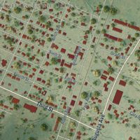 Second close-up of the map of Grottoes, Virginia print showing more streets and buildings