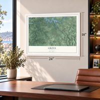 Grove, Kentucky map, 18 x 24 inch print in a white frame in a home office