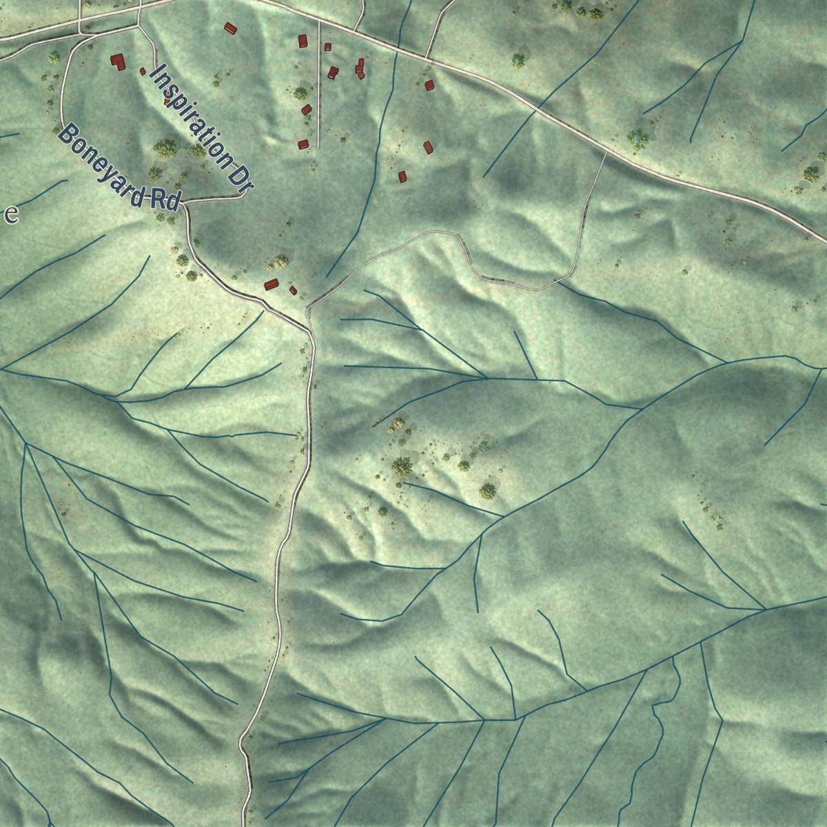 Second close-up of the map of Groveland, California print showing more streets and buildings