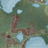 Second close-up of the map of Groveland, Florida print showing more streets and buildings