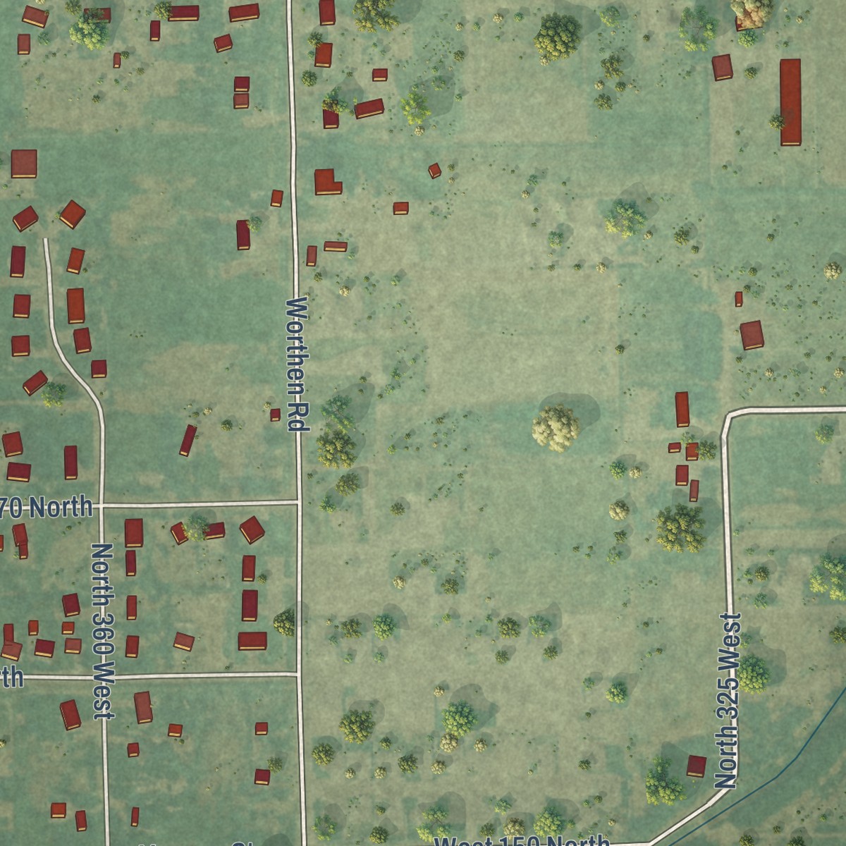 Second close-up of the map of Groveland, Idaho print showing more streets and buildings