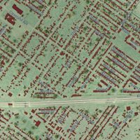 Second close-up of the map of Groves, Texas print showing more streets and buildings