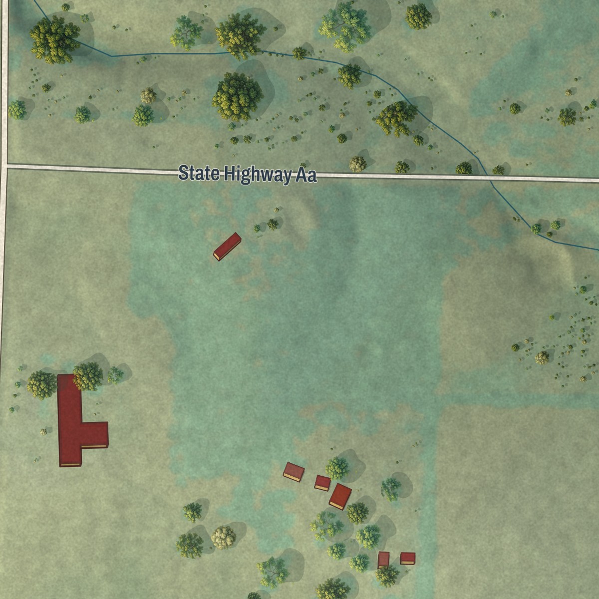 Second close-up of the map of Grovespring, Missouri print showing more streets and buildings