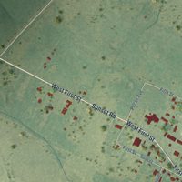 Second close-up of the map of Groveton, Texas print showing more streets and buildings