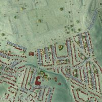 Second close-up of the map of Groveton, Virginia print showing more streets and buildings