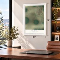 Gruver, Texas map, 18 x 24 inch print in a white frame in a home office