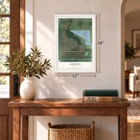 Gueydan, Louisiana map, 12 x 18 inch print in a white frame in an entryway
