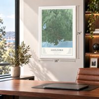 Guilford, Connecticut map, 18 x 24 inch print in a white frame in a home office