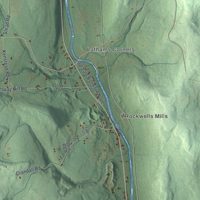 Second close-up of the map of Guilford, New York print showing more streets and buildings