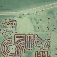 Second close-up of the map of Gulf Hills, Mississippi print showing more streets and buildings