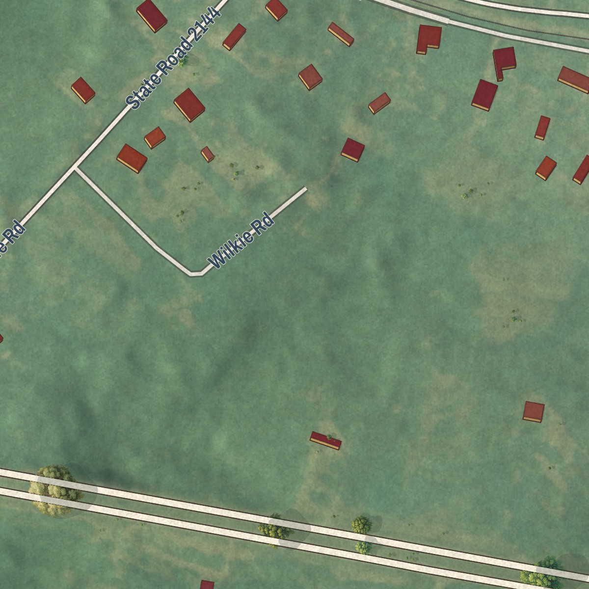 Second close-up of the map of Gulf, North Carolina print showing more streets and buildings