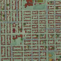 Second close-up of the map of Gulfport, Florida print showing more streets and buildings