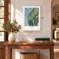 Gulfport, Illinois map, 12 x 18 inch print in a white frame in an entryway