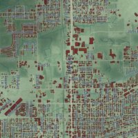 Second close-up of the map of Gulfport, Mississippi print showing more streets and buildings