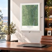 Gulkana, Alaska map, 18 x 24 inch print in a white frame in a home office