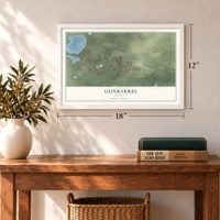Gunbarrel, Colorado map, 12 x 18 inch print in a white frame in an entryway