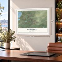 Gunbarrel, Colorado map, 18 x 24 inch print in a white frame in a home office