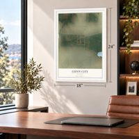 Gunn City, Missouri map, 18 x 24 inch print in a white frame in a home office