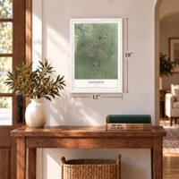 Gunnison, Utah map, 12 x 18 inch print in a white frame in an entryway