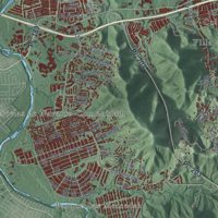 Second close-up of the map of Gurabo, Puerto Rico print showing more streets and buildings