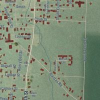Second close-up of the map of Gurdon, Arkansas print showing more streets and buildings