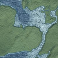 Second close-up of the map of Gustavus, Alaska print showing more streets and buildings