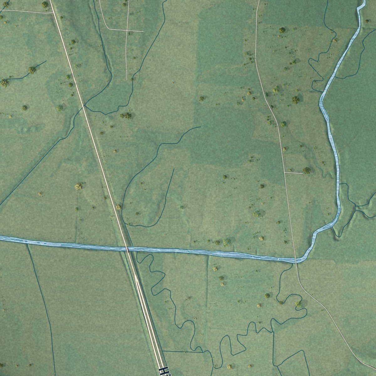 Second close-up of the map of Guys, Tennessee print showing more streets and buildings