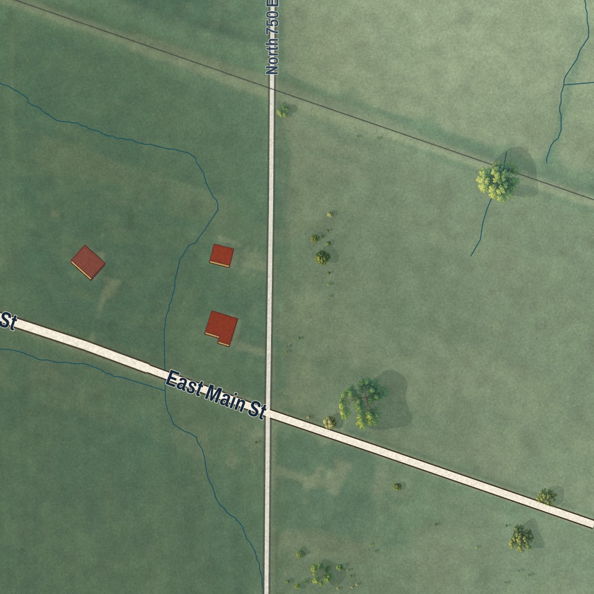 Second close-up of the map of Gwynneville, Indiana print showing more streets and buildings
