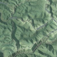 Second close-up of the map of Hacker Valley, West Virginia print showing more streets and buildings