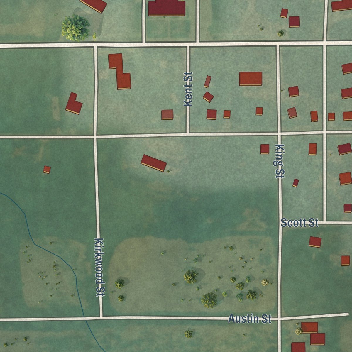 Second close-up of the map of Haddam, Kansas print showing more streets and buildings