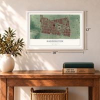 Haddington, Pennsylvania map, 12 x 18 inch print in a white frame in an entryway