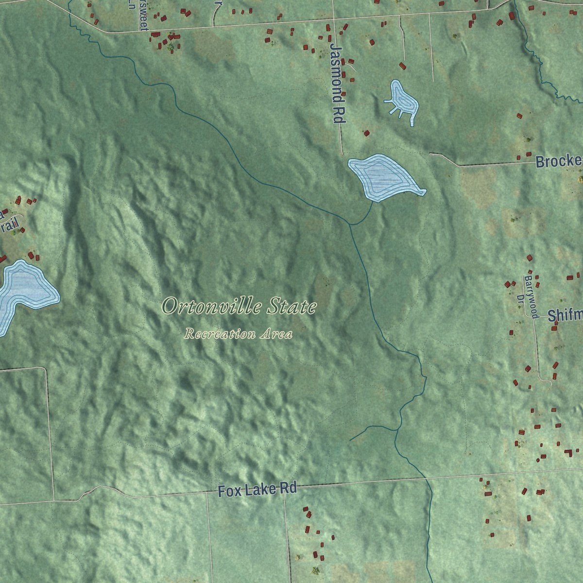 Second close-up of the map of Hadley, Michigan print showing more streets and buildings