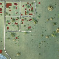 Second close-up of the map of Hadley, Minnesota print showing more streets and buildings