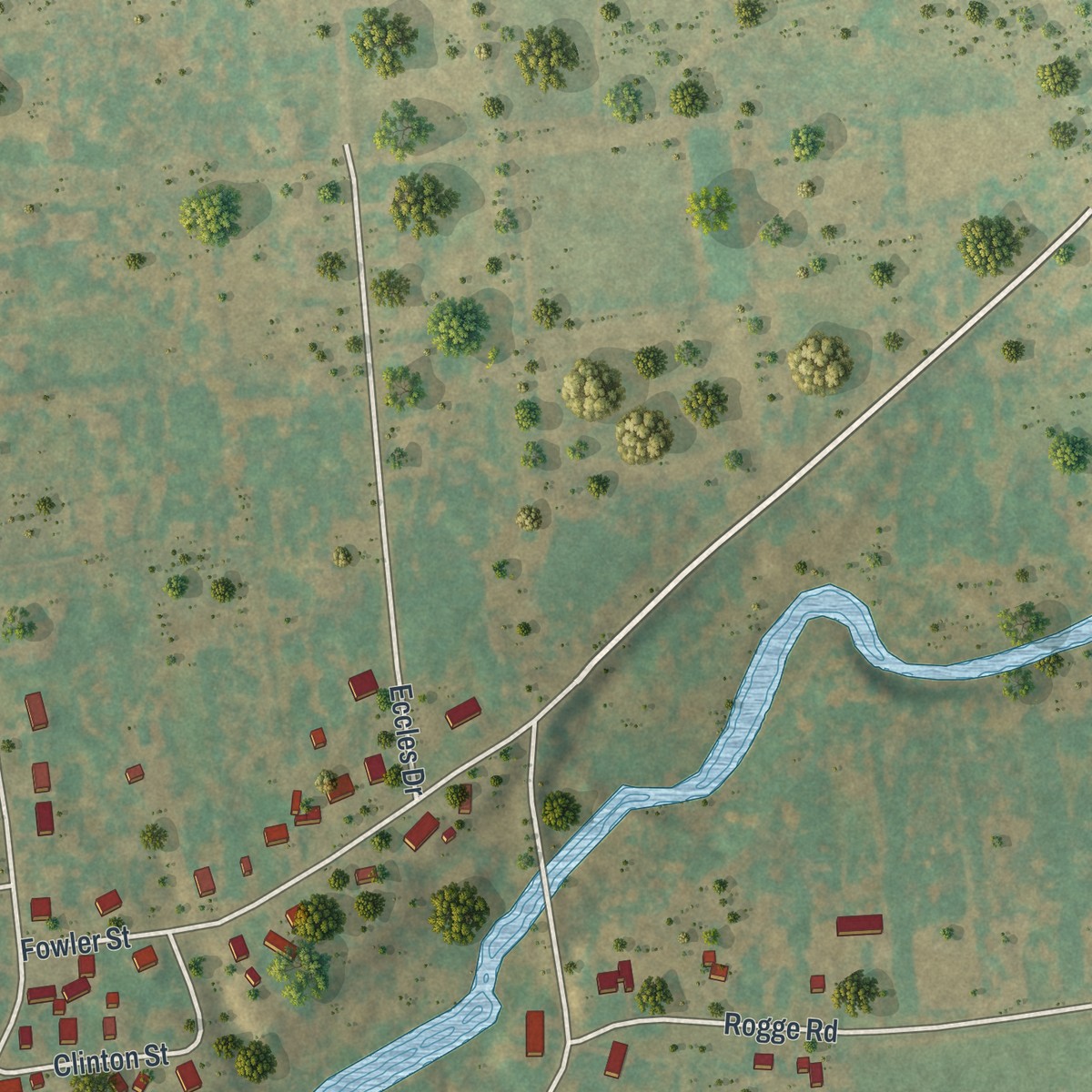 Second close-up of the map of Hagaman, New York print showing more streets and buildings