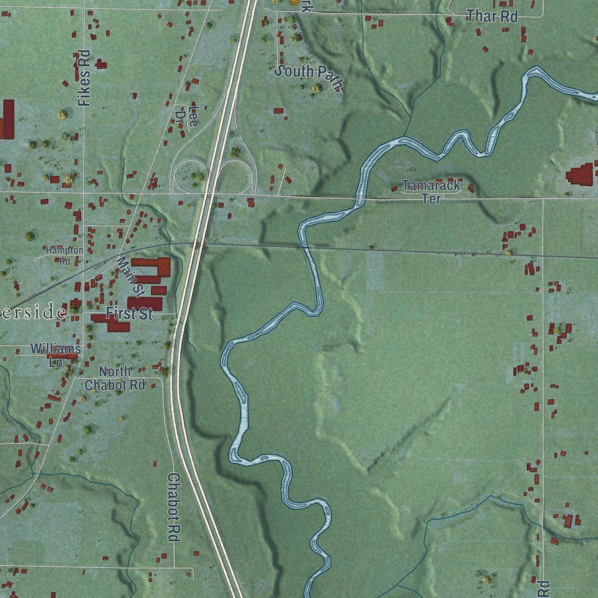 Second close-up of the map of Hagar, Michigan print showing more streets and buildings