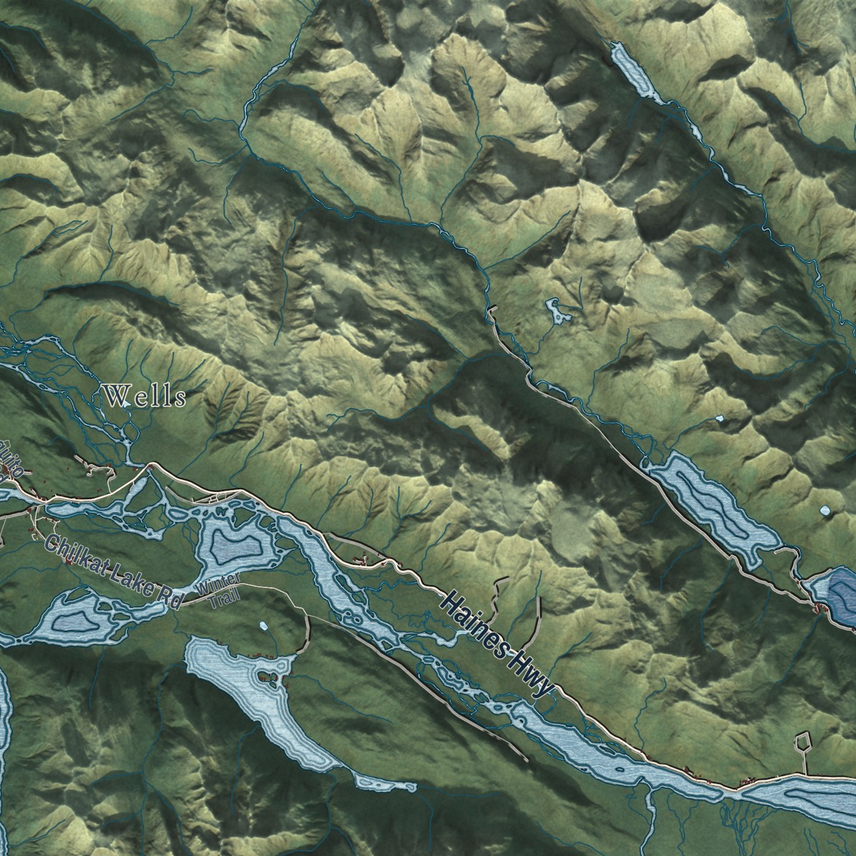Second close-up of the map of Haines, Alaska print showing more streets and buildings