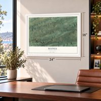 Haines, Pennsylvania map, 18 x 24 inch print in a white frame in a home office