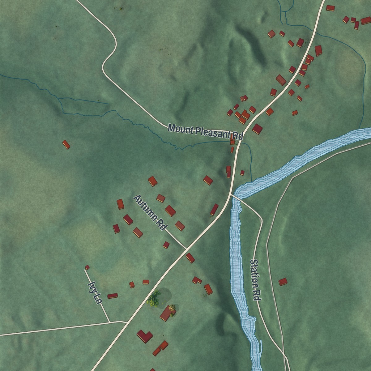 Second close-up of the map of Hainesburg, New Jersey print showing more streets and buildings